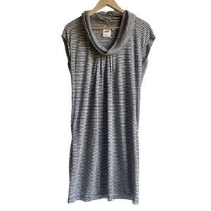 NURTURE Gray Striped Cowl Neck Tunic Dress Top Rayon Blend Light Stretchy Size S
